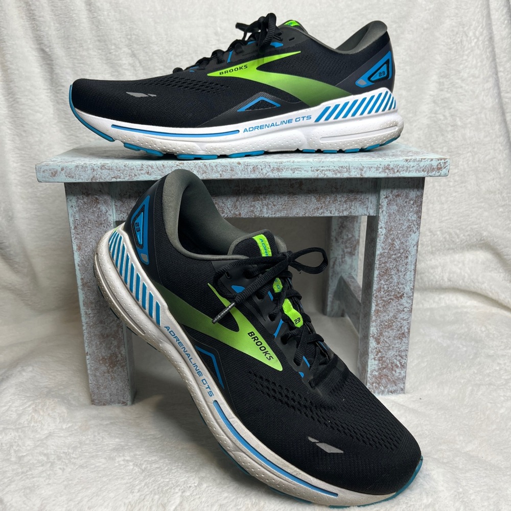 Brooks Adrenaline GTS 23 Men's Running Shoes Black Hawaiin Ocean‎ Green Size 12